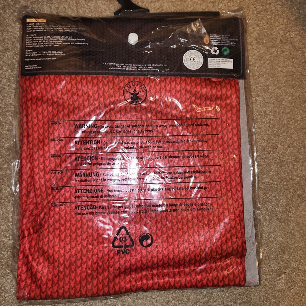 NIP Star Trek Scotty costume top size Large 42-44